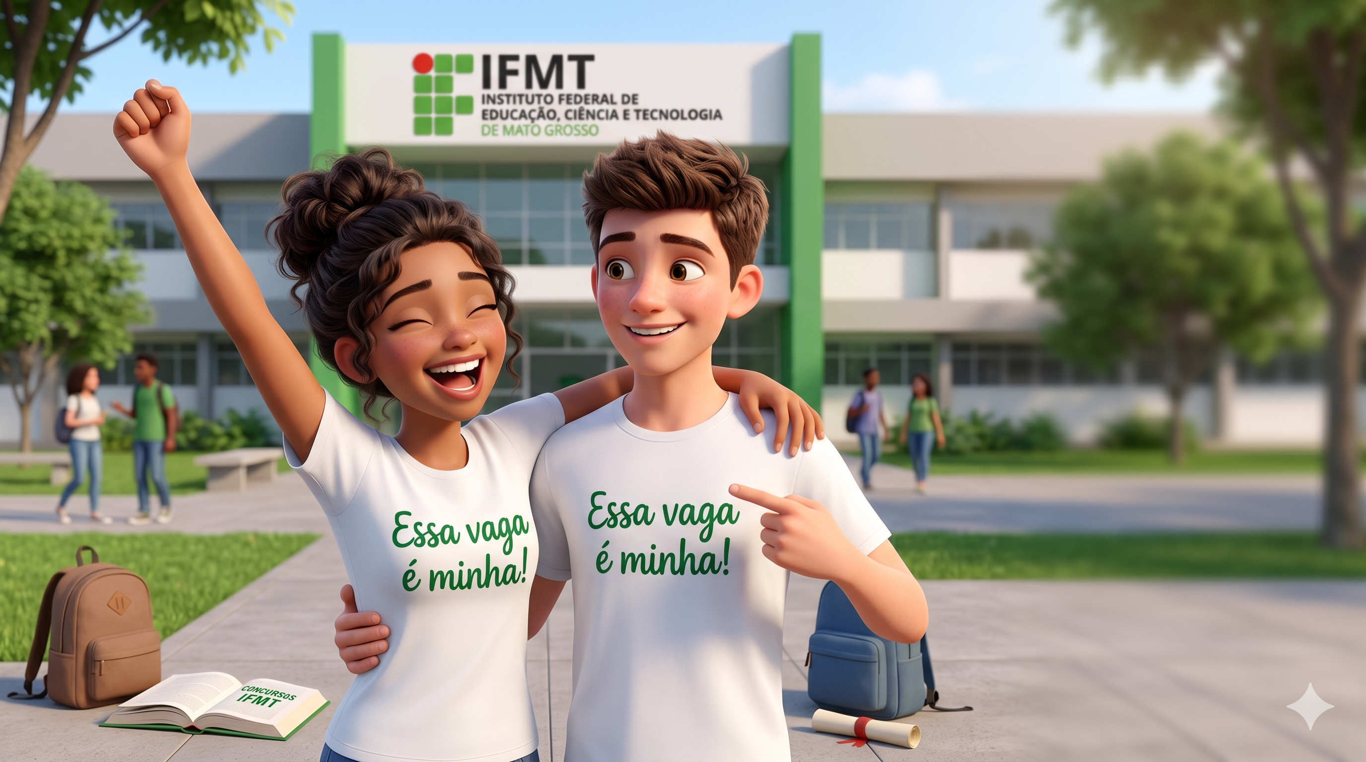 Alunos comemorando vaga no IFMT
